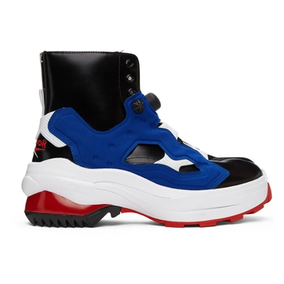 Shop Maison Margiela Black & Blue Reebok Edition Tabi Instapump Fury Lo Sneakers In H8379 Blkbl