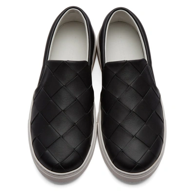 Shop Bottega Veneta Black Maxi Intrecciato Slip-on Sneakers In 1000 Black