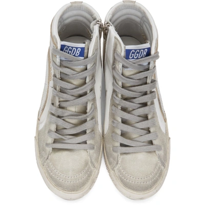 Shop Golden Goose White & Grey Slide High-top Sneakers In White/ice