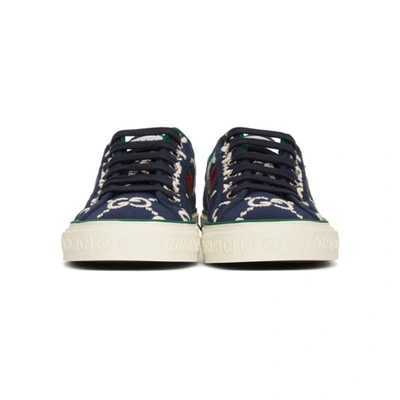 Shop Gucci Navy Gg 1977 Tennis Sneakers In 4370 Navy