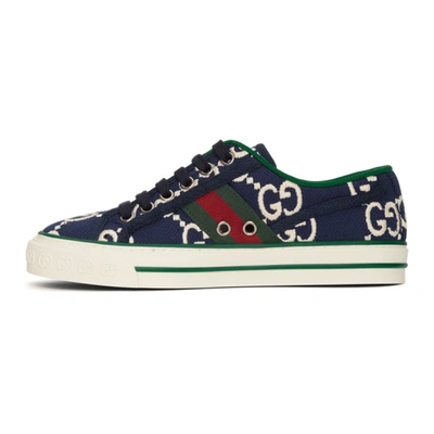 Shop Gucci Navy Gg 1977 Tennis Sneakers In 4370 Navy