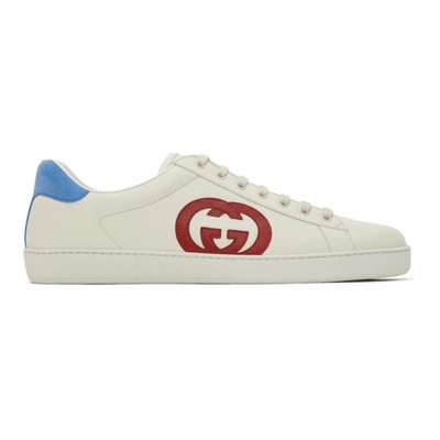 Shop Gucci White Gg Ace Low-top Sneakers In 9102 White