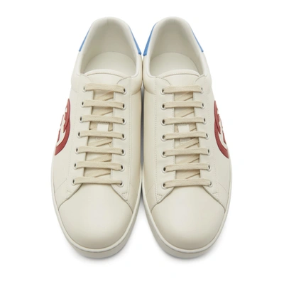 Shop Gucci White Gg Ace Low-top Sneakers In 9102 White