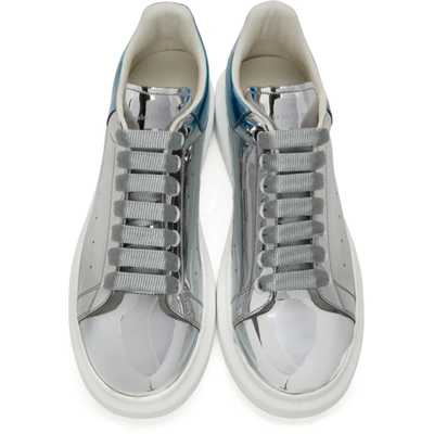 Shop Alexander Mcqueen Silver & Blue Oversized Sneakers In 8072 Plat./