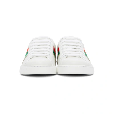 Shop Gucci White & Red Interlocking G Ace Sneakers In Bia