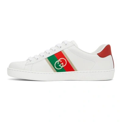 Shop Gucci White & Red Interlocking G Ace Sneakers In Bia