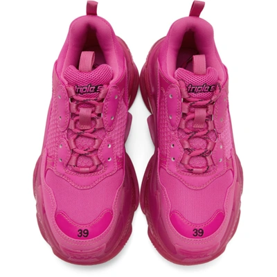 Shop Balenciaga Pink Triple S Clear Sole Sneakers In 5059 Pink