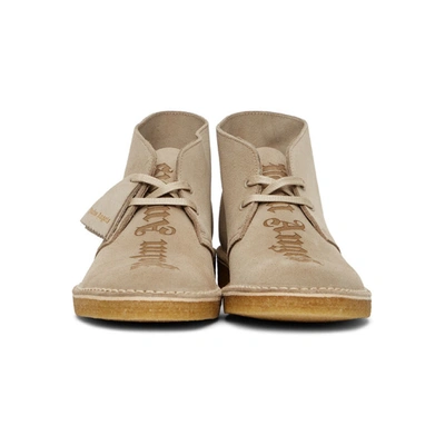 Shop Palm Angels Beige Clarks Originals Edition Logo Desert Boots In Sand
