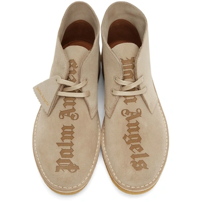 Shop Palm Angels Beige Clarks Originals Edition Logo Desert Boots In Sand