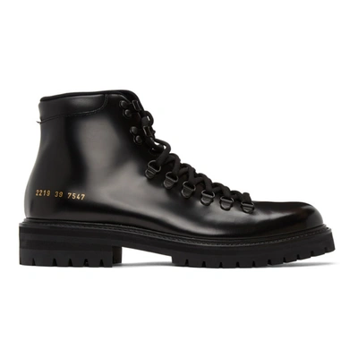 Shop Common Projects Black Leather Hiking Boots In 7547 Black