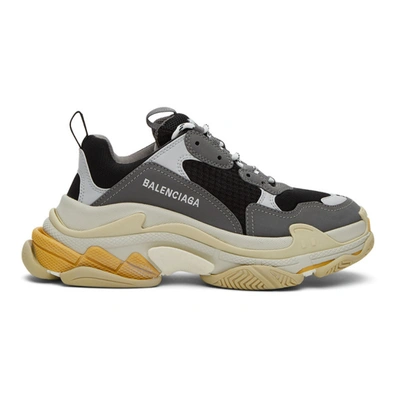 Balenciaga Triple S Leather And Mesh Trainers In Grey Multi | ModeSens