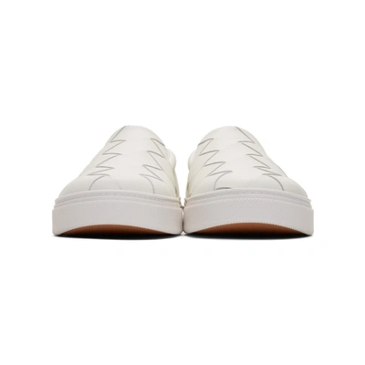 Shop Bottega Veneta White Maxi Intrecciato Slip-on Sneakers In 9000 White