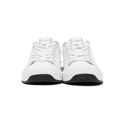 Shop Balmain White And Black Leather B-court Sneakers In Gab  Blancn