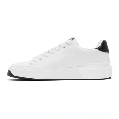 Shop Balmain White And Black Leather B-court Sneakers In Gab  Blancn