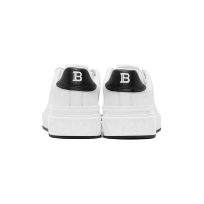 Shop Balmain White And Black Leather B-court Sneakers In Gab  Blancn