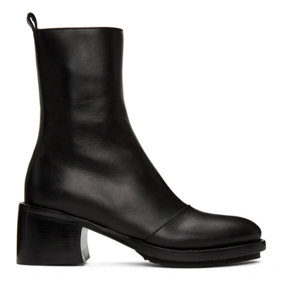 Shop Ann Demeulemeester Black Leather Heel Combat Boots In Tucson Nero