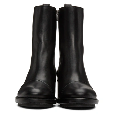 Shop Ann Demeulemeester Black Leather Heel Combat Boots In Tucson Nero