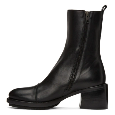 Shop Ann Demeulemeester Black Leather Heel Combat Boots In Tucson Nero