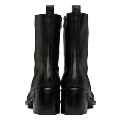 Shop Ann Demeulemeester Black Leather Heel Combat Boots In Tucson Nero