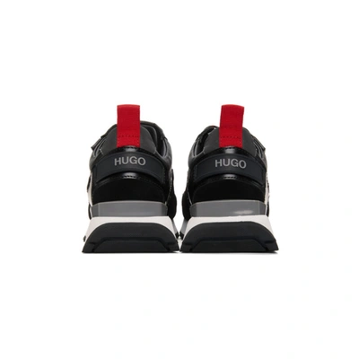 Shop Hugo Black Cubite Running Sneakers In 001 Black