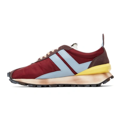 Lanvin Bumpr Leather & Mesh Running Sneakers In 3922 Burgun