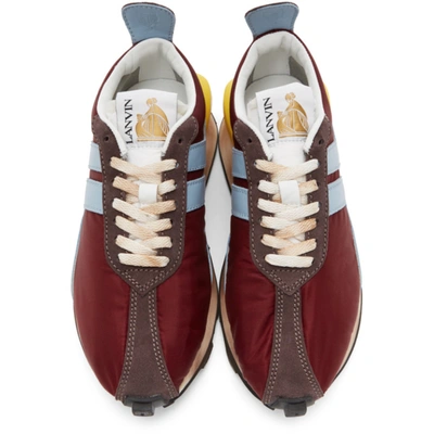Lanvin Bumpr Leather & Mesh Running Sneakers In 3922 Burgun