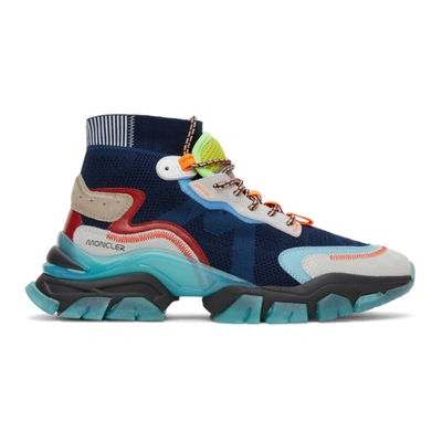 Shop Moncler Navy Leave No Trace High-top Sneakers In 780 Multi