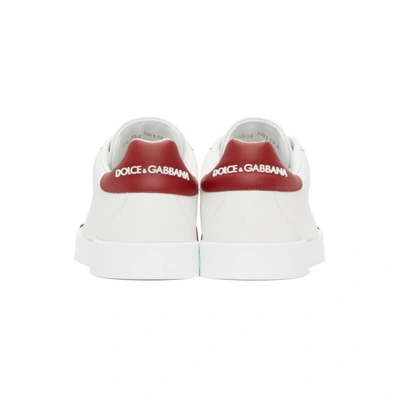 DOLCE AND GABBANA 白色 AND 红色 PORTOFINO 运动鞋
