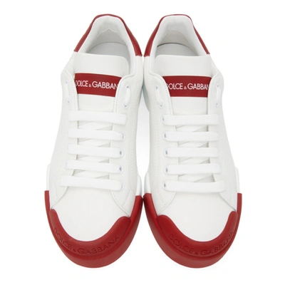 Shop Dolce & Gabbana White & Red Portofino Sneakers In 89926 Biaro