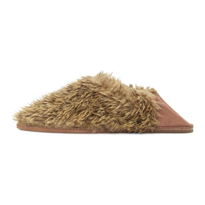 Shop Doublet Brown Faux-fur Leopard Babouche Loafers