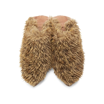 Shop Doublet Brown Faux-fur Leopard Babouche Loafers