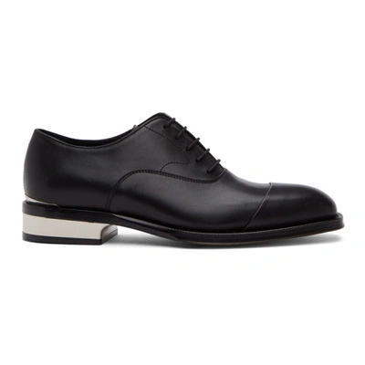 Shop Alexander Mcqueen Black And Silver Leather Lace-up Oxfords In 1081 Blkslv