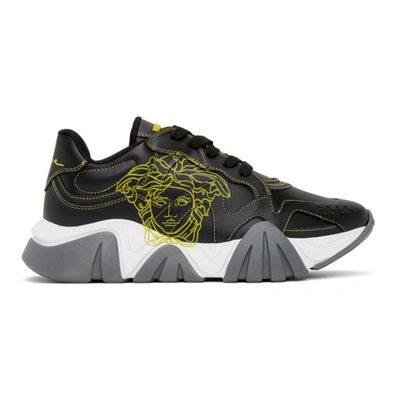 Shop Versace Black And Yellow Pop Medusa Low-top Sneakers In Dn5l Black