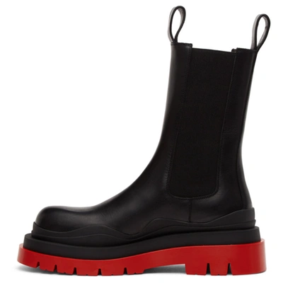 Shop Bottega Veneta Black & Red 'the Tire' Chelsea Boots In 1028 Blkred