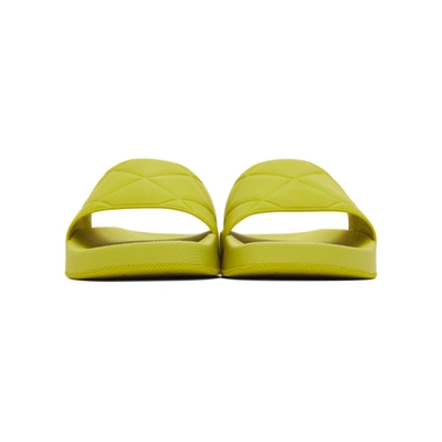 Shop Bottega Veneta Green Intrecciato Flat Slides In 7275 Kiwi