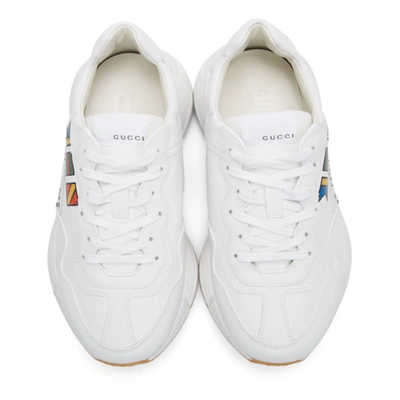 Shop Gucci White ' Worldwide' Rhyton Sneakers In 9014 Grtwht