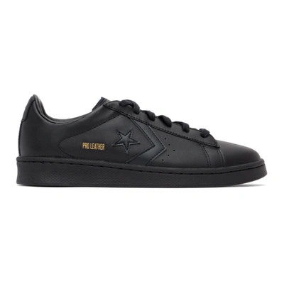 Shop Converse Black Leather Pro Ox Sneakers In Black/black/black