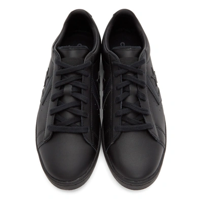 Shop Converse Black Leather Pro Ox Sneakers In Black/black/black