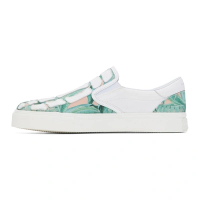 Shop Amiri White Banana Leaf Skeleton Slip-on Sneakers In Green