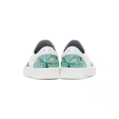 Shop Amiri White Banana Leaf Skeleton Slip-on Sneakers In Green