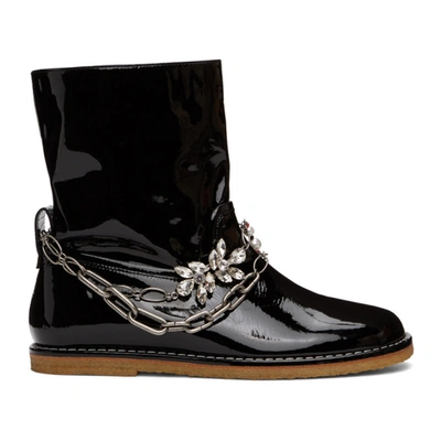 Shop Loewe Black Patent Chain Boots In 1100 Black