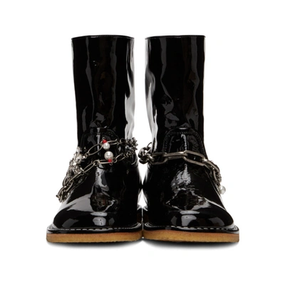 Shop Loewe Black Patent Chain Boots In 1100 Black