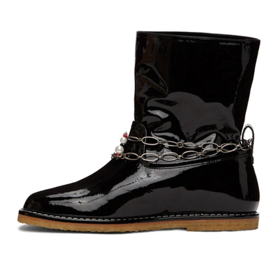 Shop Loewe Black Patent Chain Boots In 1100 Black