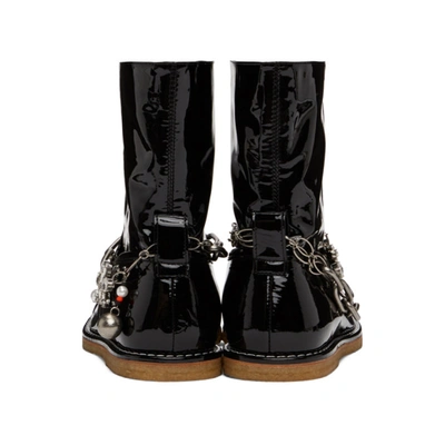 Shop Loewe Black Patent Chain Boots In 1100 Black
