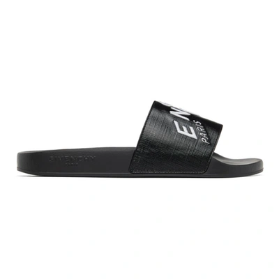 Shop Givenchy White Embroidered Logo Slides In 004-black/w