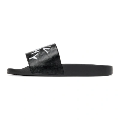 Shop Givenchy White Embroidered Logo Slides In 004-black/w