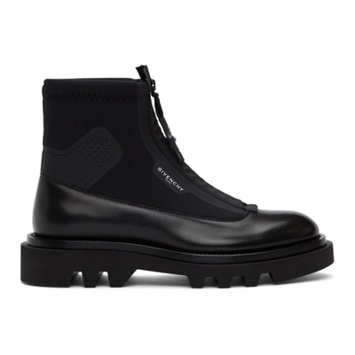 Shop Givenchy Black Neoprene Combat Boots In 001-black