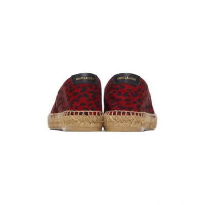 Shop Saint Laurent Red Babycat-print Embroidered Espadrilles In 5419 Poupre