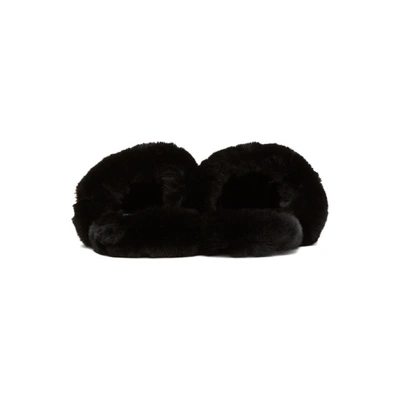 Shop Versace Black Faux-fur Palazzo Slippers In Z1008 Black