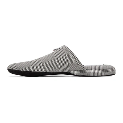 Shop Thom Browne Black And White 4-bar Engineered Slippers In 980 Blk/wht